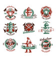 colorful fire protection labels set vector image vector image