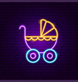 baby carriage neon sign vector image vector image