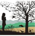 girl and birds vector image vector image