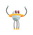 funny cartoon robot character with three legs vector image