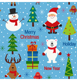 seamless pattern blue with christmas trees vector image