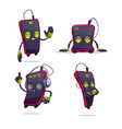 cute smartphone character in different poses vector image vector image