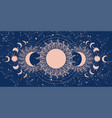 vintage tarot banner sun and moon phases full vector image