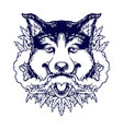 husky smoking silhouette vector image vector image