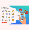 order grocery online from app smart phone fast vector image