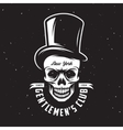 vintage gentleman club emblem with skull in tall vector image
