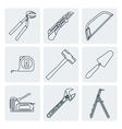 grey outline house remodel tools icons vector image vector image