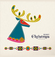 christmas and new year scandinavian deer card vector image