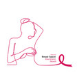 pink ribbonwomen s breast outline vector image