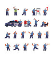 set male police officers in different poses mix vector image