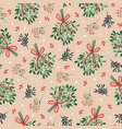 winter seamless pattern with mistletoe bunches vector image vector image