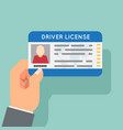 hand hold car driver license identification photo vector image