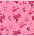 seamless pattern in pink colors with cowboy hats vector image vector image