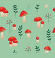 seamless pattern with fly agaric red poisonous vector image