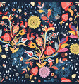 bright floral pattern with birds vector image
