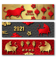 chinese new year 2021 ox set eastern cards vector image vector image