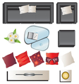 living room furniture top view set 6 for interior vector image