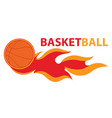 basketball sport comet fire tail flying logo vector image
