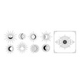 moon and sun logo line mystic symbols vector image