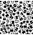 set of locks silhouettes seamless pattern vector image