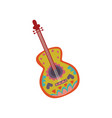 acoustic guitar with mexican ornament cartoon vector image