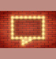 frame of retro light bulb on brick wall vector image