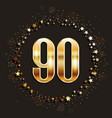 90 years anniversary gold banner vector image