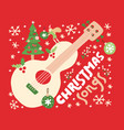 christmas songs guitar on red background vector image vector image