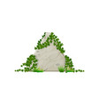 triangle stone sign board with ivy jungle leaves vector image vector image