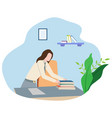 woman sitting on the floor and doing cleaning vector image