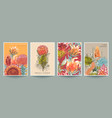 set of four pre-made cards or posters vector image