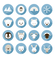 arctic animals flat icons set vector image vector image