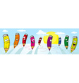 colorful crayons drawing on white paper vector image