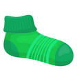 sport sock green striped cartoon fashion icon vector image vector image