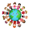 multicultural children holding hand around vector image