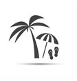 holiday icon with palm beach umbrella and flip vector image