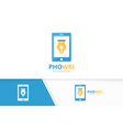 pen and phone logo combination write vector image