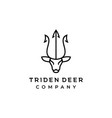 deer and trident line art logo icon design vector image