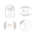 floral wedding monogram set modern minimalistic vector image
