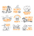halloween sketch icons for holiday party vector image