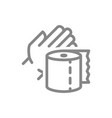 paper towels in hand line icon roll use vector image vector image