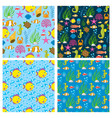 aquatic funny sea animals underwater creatures vector image