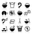 chinese take away food icons - pasta rice vector image