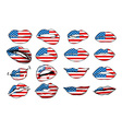 flags of the usa in sensuality lips set women vector image
