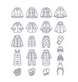 baby outerwear jackets warm cloth thin line icons vector image