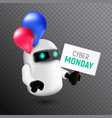 funny and cute flying robot with red blue vector image vector image