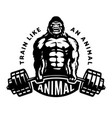 gorilla with a barbell in his hands bodybuilding vector image vector image