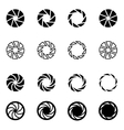 black camera shutter icon set vector image