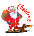funny cartoon santa claus with sack presents vector image