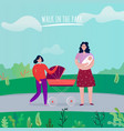 mom with kids in park vector image vector image